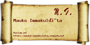 Mauks Immakuláta névjegykártya